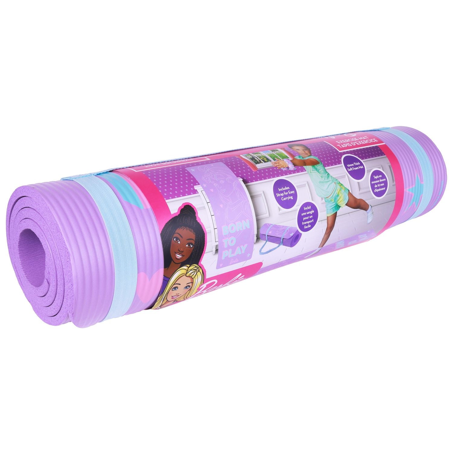 Mattel Barbie 10mm Exercise Mat – 24” x 60” – Purple