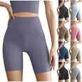 thumbnail image 7 of Lovskoo Yoga Shorts for Women Trendy Solid Color Yoga Sport Elastic Shorts Leggings Khaki, 7 of 7