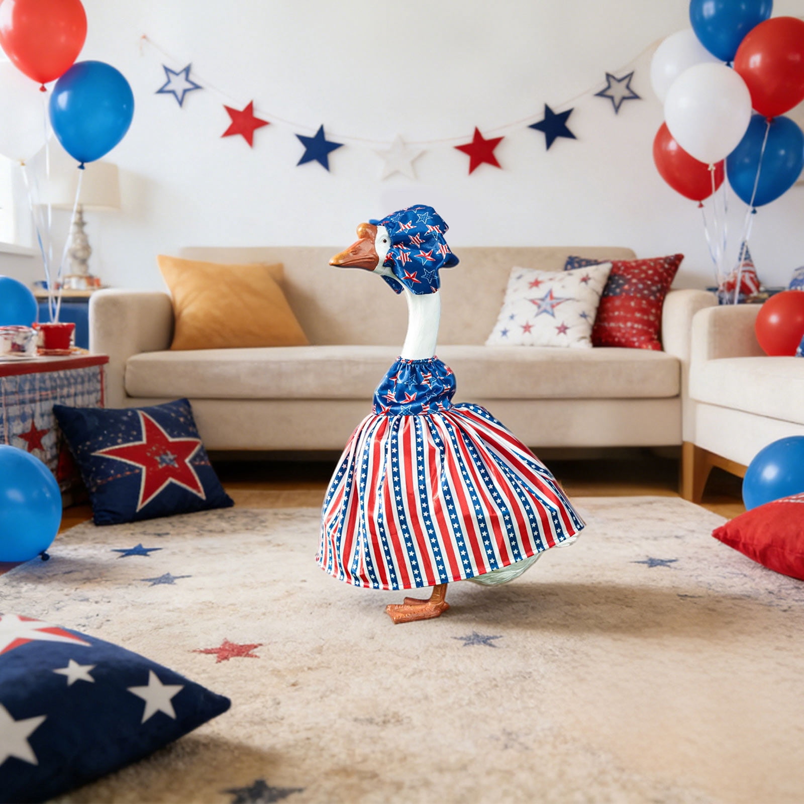 4th of July Porch Goose Outfit 17 Inch Party Decoration Patriotic Red White Blue Independence Day 1776-2026 Memorial Day Garden Yard USA Gifts