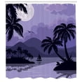 thumbnail image 3 of Tropical Shower Curtain, Caribbean Island Landscape at Night Full Moon Sailboat and Palm Trees, Fabric Bathroom Set with Hooks, 69W X 84L Inches Extra Long, Black Lavender White, by Ambesonne, 3 of 3