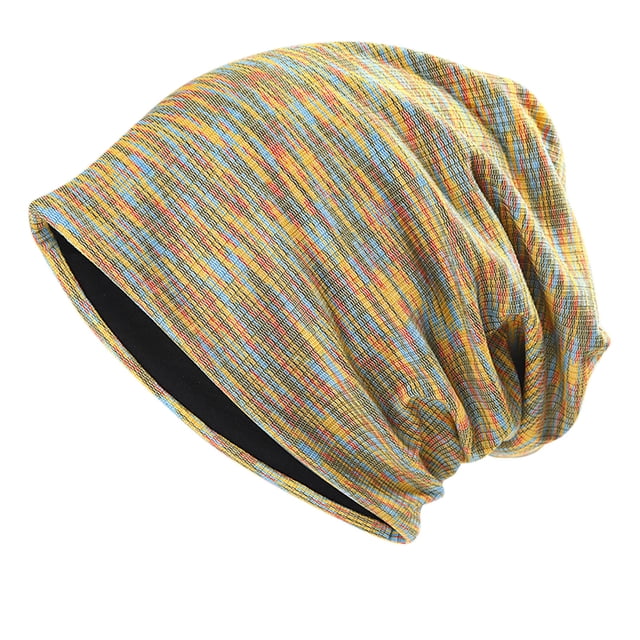 Sombreros de moda para mujer, de color liso, a rayas, de invierno, de punto, con diadema, gorro de punto para mujer