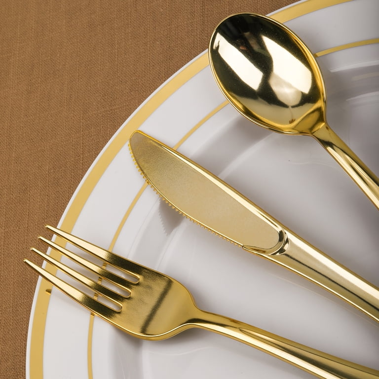 Family Essentials Gold Disposable Cutlery Set, 180-Piece photo 4