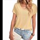 thumbnail image 3 of Tops de Verano para Mujer, Moda 2025, Camisetas con Cuello en V Cruzado y Ojales, Camisetas Holgadas Informales de Corta, Camisetas de Moda Amarillas M, 3 of 9