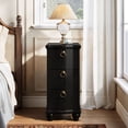 thumbnail image 4 of Finmind Black Wood Fully Assembled End Table, 3-Drawers Narrow Slim Side Table, No Assembly Required, Nightstand for Bedside, 4 of 9