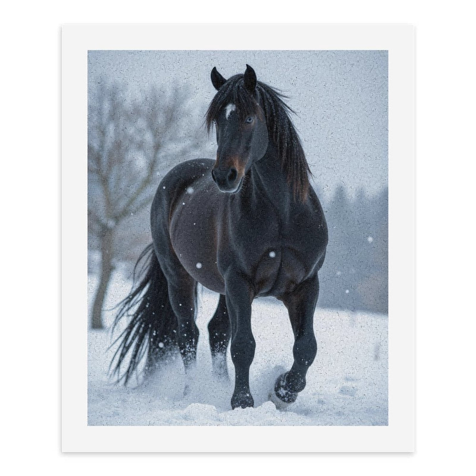 Paint by Numbers Kit for Adults, Black Horse Winter Snow Scene Paint by Numbers, Easy Paint by Numbers Kit for Adults Beginner, DIY Adult Paint by Number Kits on Canvas, Home Decor
