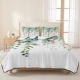 thumbnail image 3 of Queen Quilt Set 90''x96'', Eucalyptus Green Lightweight Bedspread Coverlet Set with 2 Pillow Shams, Gradient Leaves Retro Watercolor Plant Breathable All Season Quilt Bedding for Bedroom/Guest Room, 3 of 9