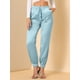 thumbnail image 2 of INSPIRE CHIC Pantalones deportivos de cintura elástica con cordón para mujer, pantalones de chándal de satén hasta el tobillo con bolsillo Azul claro XL, 2 of 6