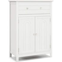 XPOPR Bathroom Floor Cabinet, Free Standing Wooden Storage Cabinet with Large Drawer and 2 Doors, 3 Heights Adjustable Shelf, Organizer for Living Room. White