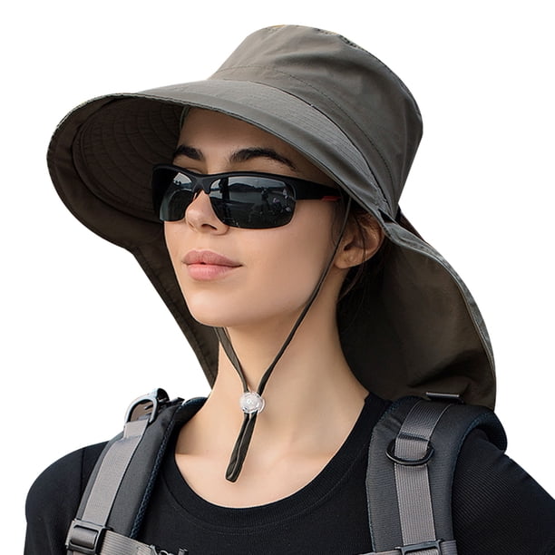 Sombrero de sol para hombre y mujer, de ala ancha, enrollable, para jardinería, con solapa para el cuello