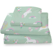 Where The Polka Dots Roam 3-Piece Cotton Bed Sheets Set In Fairytale, Unicorns and Rainbows Print for Girls- Twin Size
