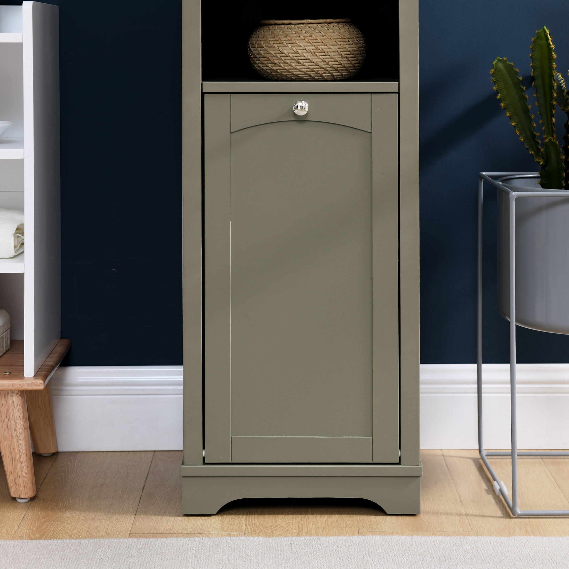 Noble House Bathroom Storage Cabinet with Laundry Hamper, Adjustable Shelves, Standing Organizer for Small Spaces, Grey