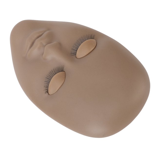 Cabeza De Maniquí De Pestañas Efectos 3D De Goma Suave Reutilizables Con Cabeza De Maniquí De Simulación De Párpados Extraíbles Para Práctica De Extensión De Pestañas Dobles(marron oscuro)