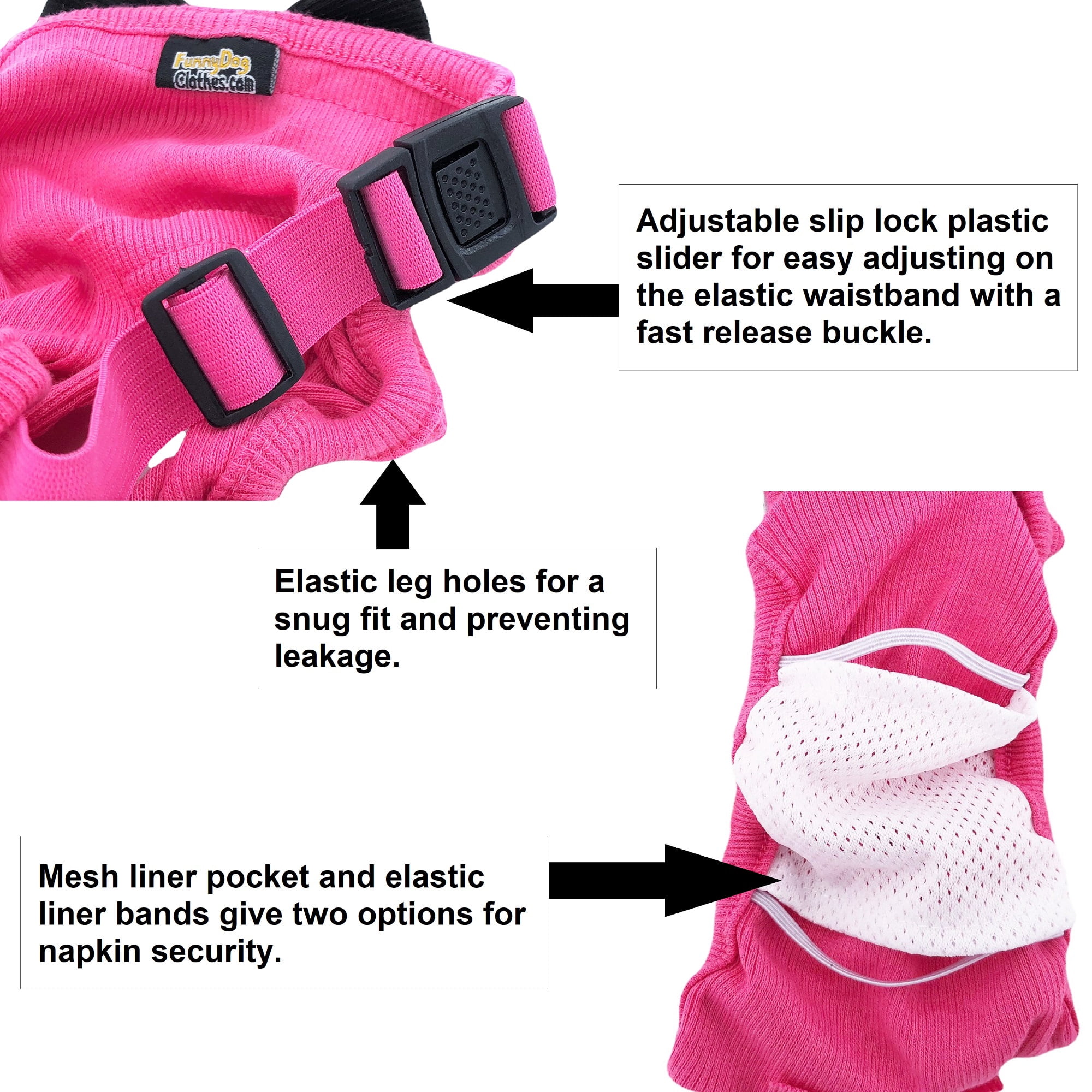 PACK - 2 Dog Diapers for Female Girl Cats SMALL and LARGE Pet 100% Cotton