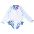 thumbnail image 3 of Esho Girls One-Piece Swimsuit Rashguard Swimwear Kids Long Sleeve Zipper Bathing Suit 2-7T, 3 of 6
