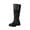 Black, variant on QQAMB Women's Mid-Calf Boots Vintage Motorcycle Style Round Toe High Block Heel With Platform Slip-On And Metal Buckle
