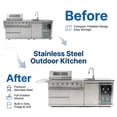 thumbnail image 5 of Nyddle 84" 5-Burner 75300 BTU Outdoor Kitchen Island,304 SS Grill with Infrared Rear Burner,Sink,Wine Cooler,Refrigerator & Rotisserie Kit,Silver, 5 of 15