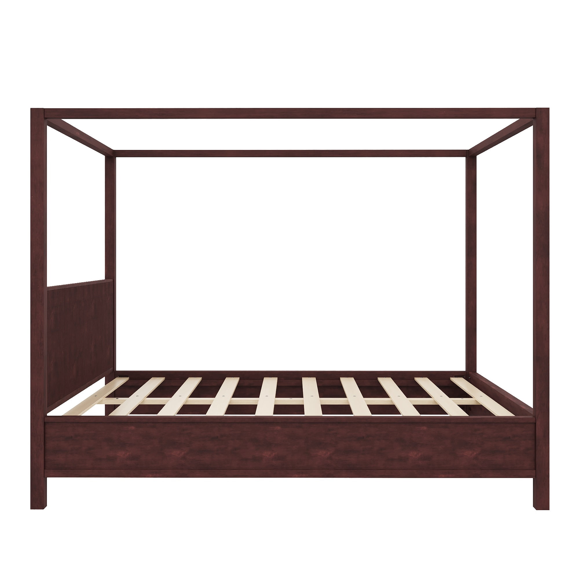 Euroco Wood Queen Size Canopy Platform Bed, Espresso