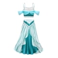 thumbnail image 3 of Girls Arabian Princess Costume Set Off Shoulder Top Skirt Halloween 2PC Outfit for 3-9Year, 3 of 6
