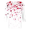 thumbnail image 4 of Cute Gradient Heart Tshirts for Womens Valentines Crewneck 3/4 Sleeve Tops Trendy Holiday Basic Tee, 4 of 5