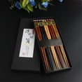 thumbnail image 4 of Juego japonés natural, pares chinos, 5 palillos de madera, palillos reutilizables, cocina, comedor, bar, 4 of 8