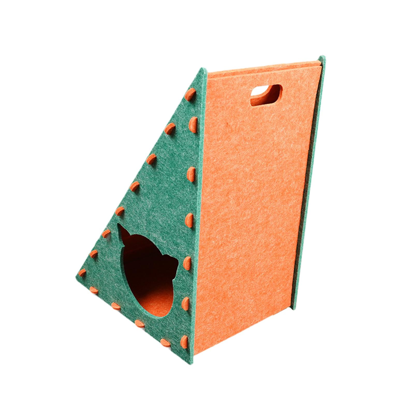TOOYFUL Cat Scratching Post, Triangular Protection, Cat Scratching Board, Nest, Kitten Toy, for Small, Medium And Large Cats, Playing And Sleeping Green and Ornage