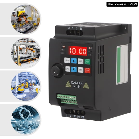 Variable Frequency Drive,AC 220V/2.2KW 3HP 10A CNC VFD Single Phase to 3 Phase Converter for Spindle Motor Speed Control (Single Phase Input, 3 Phase Output)