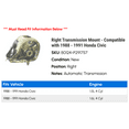thumbnail image 2 of Right Transmission Mount - Compatible with 1988 - 1991 Honda Civic 1989 1990, 2 of 2
