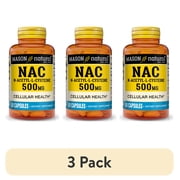 (3 pack) Mason Natural NAC N-Acetyl L-Cysteine 500 mg Capsules, 60 Capsules, Glutathione Antioxidant for Respiratory & Immune Support