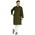 thumbnail image 5 of Atasi Indian Mens 2 Piece Kurta Pajama Set Henley NeckÂ&nbsp;Casual Long Kurta, 5 of 7