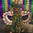thumbnail image 2 of Summer Beach Dress for Women 2024 Plus Size Fashion Mardi Gras Printed Carnival Short Sleeve Crewneck Dress Casual Flowy Tiered Maxi Beach Dress With Pockets 50% off Clearance!, 2 of 6