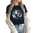 thumbnail image 3 of Women's Patriotic Rooster Graphic T-Shirt American Flag Print Tee Tops Independence Day Retro Americana Shirts, 3 of 6