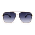thumbnail image 2 of Mens Luxury Fashion Rectangle Mobster Chic Designer Metal Rim Sunglasses Gold - Smoke, 2 of 4