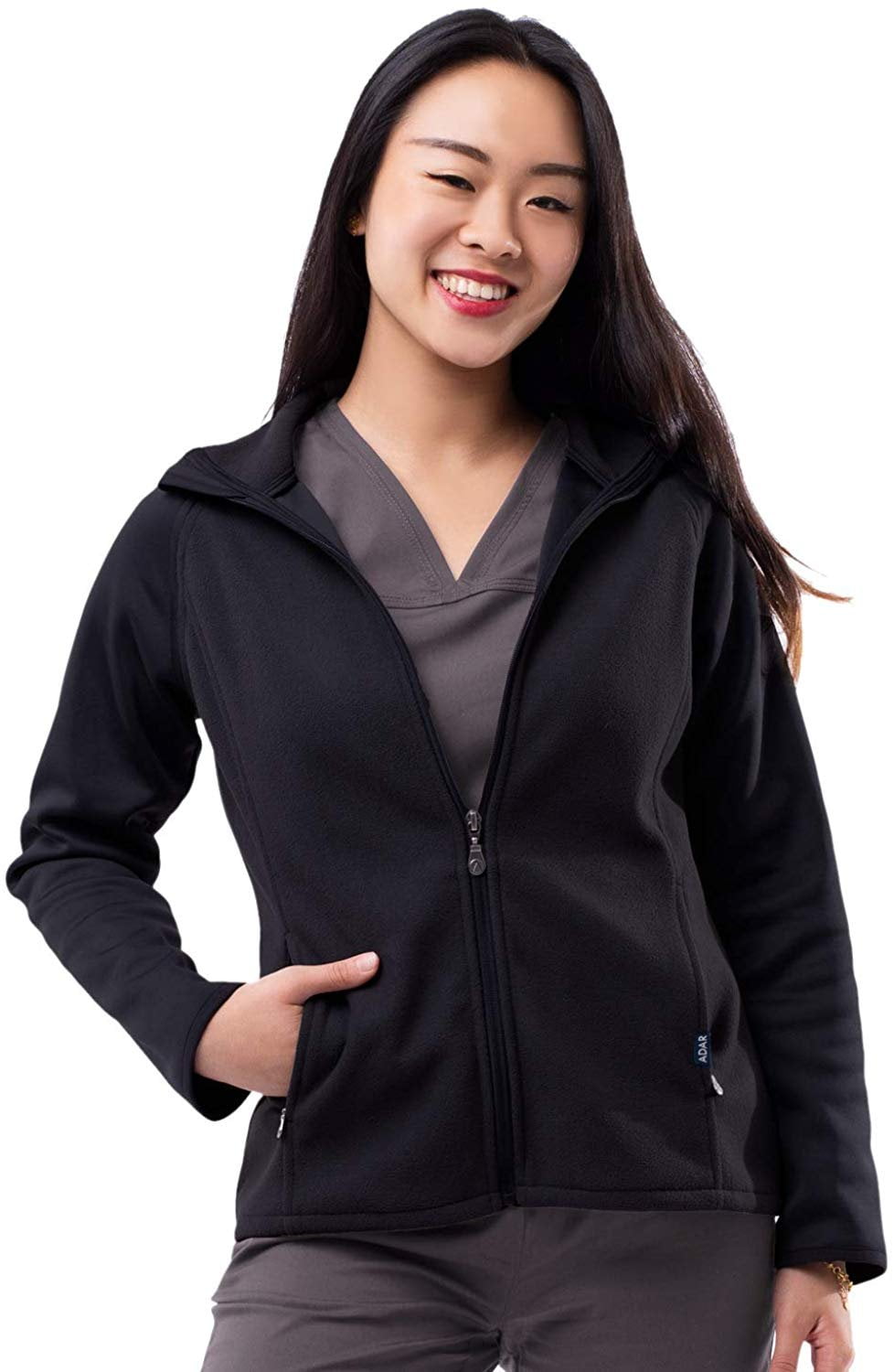 Adar Pro Scrubs For Women Bonded Fleece Scrub WarmUp Jacket