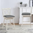 thumbnail image 3 of Gymax Set of 2 Barstools Swivel Counter Height Chairs w/Rubber Wood Legs Antique White, 3 of 10