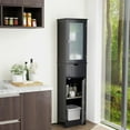thumbnail image 5 of LOKO 67” Tall Bathroom Storage Cabinet with 2 Doors & 1 Drawer, Modern Floor Cabinet with Adjustable Shelves & Frosted Glass Door, Narrow Linen Tower Cabinet for Bathroom Living Room (Black), 5 of 18