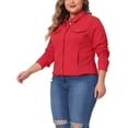 thumbnail image 4 of Chaquetas de mezclilla de mujer de tallas grandes Agnes Orinda, de manga larga, con bolsillos, 3X, rojas, 4 of 6