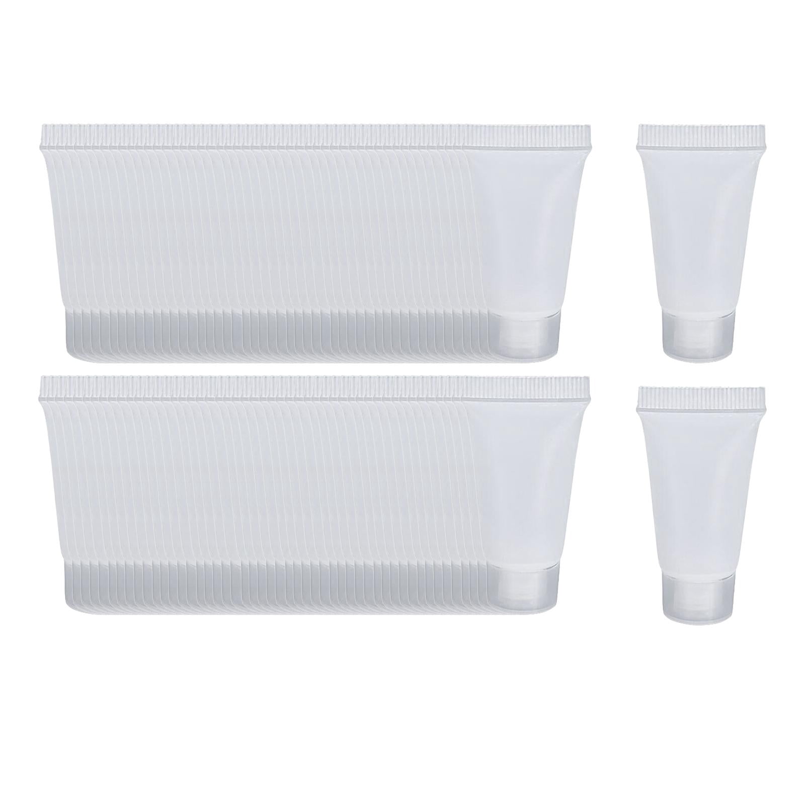 EHJRE 100Pcs Empty Bottle 5ml with Caps Refillable Portable Plastic .Container . .Shampoo Squeeze Bottle .Hand Lotion Travel - matte white