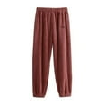 thumbnail image 2 of Feancey Jogger Pajama Bottoms Women Fuzzy Fleece Warm Sleep Pants Winter Plush Cozy Pj Pants Solid Color Casual Low Rise Trousers Wine Free Size, 2 of 6