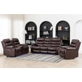 thumbnail image 7 of 3-Piece Faux Leather Reclining Sofa Set Drop Down Table USB Charging Brown, 7 of 7