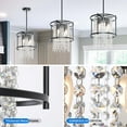 thumbnail image 3 of Dextrus Round Crystal Chandeliers, Modern Black Metal Crystal Pendant Light, Ceiling Light Fixture for Dining Room,Living Room, Kitchen Island, Bar, UL Listed, 3 of 6