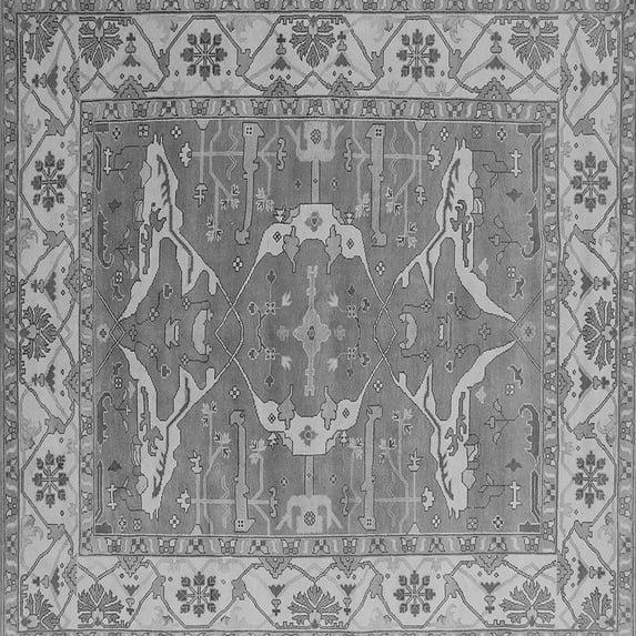Ahgly Company Indoor Square Oriental Gray Industrial Area Rugs, 5' Square