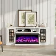 AMERLIFE 75in 3Sided Glass Fireplace TV Stand for TVs up to 85