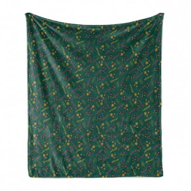 Flower Soft Flannel Fleece Throw Blanket, Floral Branches Herbs Poppy Growth Summer Season Meadow Vintage Style, Cozy Plush for Indoor and Outdoor Use, 50" x 70", Multicolor, by Ambesonne