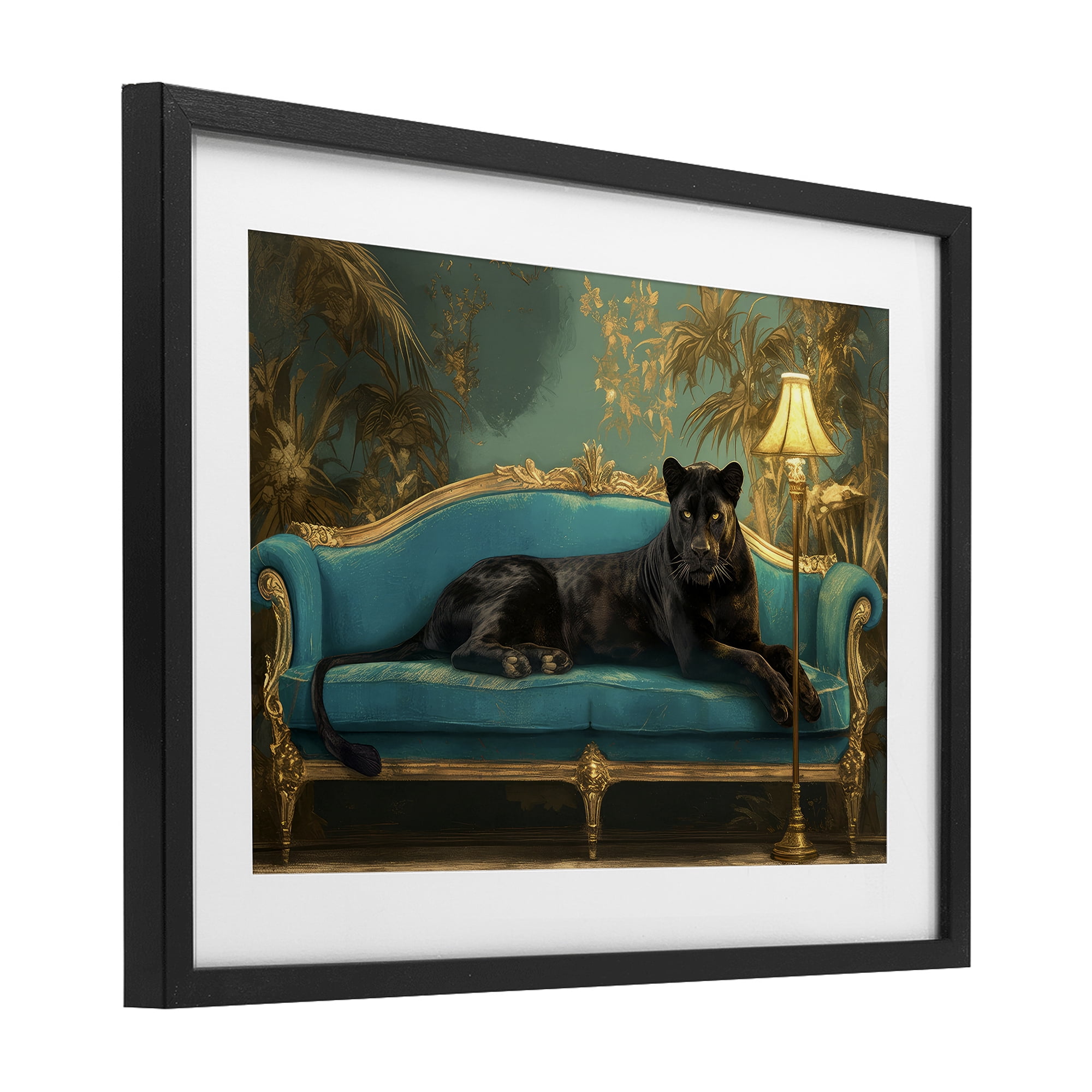 Stupell Industries Exotic Lounging Panther Black Framed Print Under Glass, design by Tina LeCour