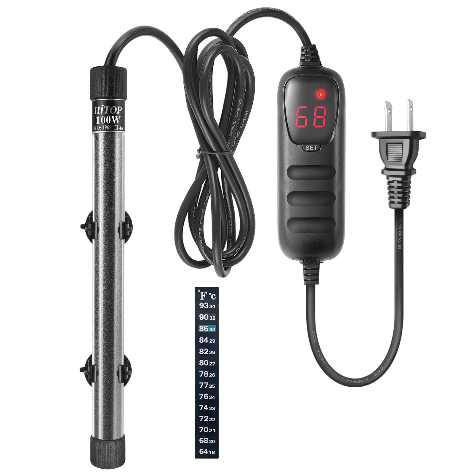 HITOP Mini Submersible Aquarium Heater 100W Digital Heater for Fish