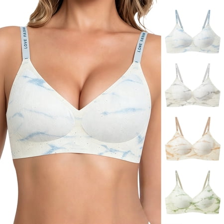Peichun Trendy Tie Dye Seamless Jelly Bras for Women Comfortable Seamless Full Coverage T-Shirt Bra Breathable Lightly Lined Comfort Cups Push up Bralette for Everyday Wear 1-Grey XL