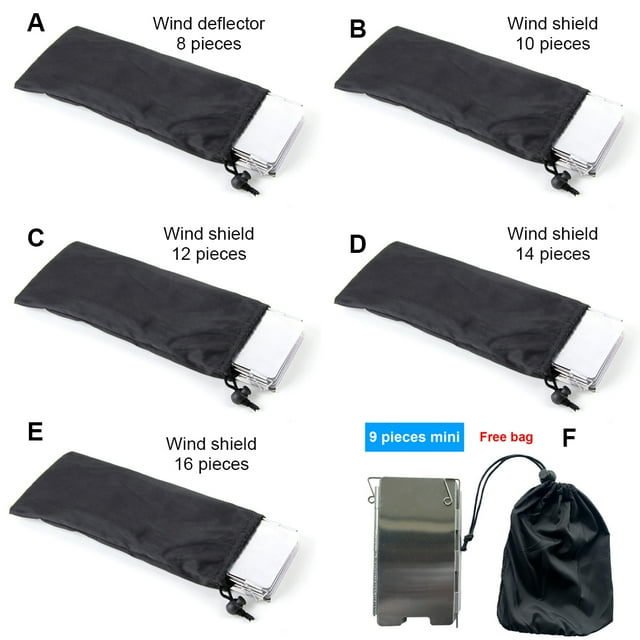 Stove Wind Shield Portable Foldable Windproof Steel Handle Camping Travelling Backpacking Picnicking Cooking Cooker Screen with Storage Bag 8 Plates