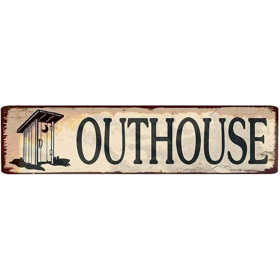 Retro Metal tin Sign Outhouse Sign Funny Home Cave Garage bar Wall Decoration Vintage Metal Sign 4 x 16 inch