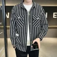 thumbnail image 3 of Ropa gráfica masculina estilo coreano camisa y blusa para hombre vintage cool rayas manga larga negro con bolsillo hipster algodón, 3 of 5