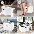 thumbnail image 4 of Storage Ottoman 17x13x13in Leather Rectangle Foot Rest Folding Bench Seat Organizer Entryway Furniture with Handles Lid White, 4 of 10
